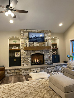 a sample of our work on a stone fireplace